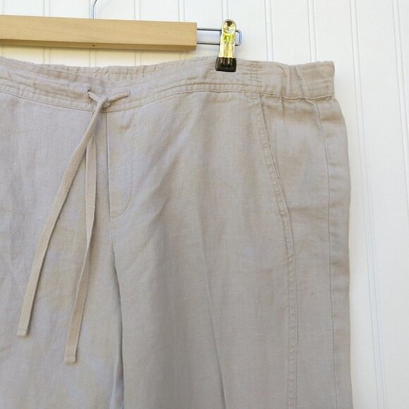J Jill 100% Linen Women's Crop Pants Size L Petite Short Drawstring FLAWS READ - Picture 3 of 10